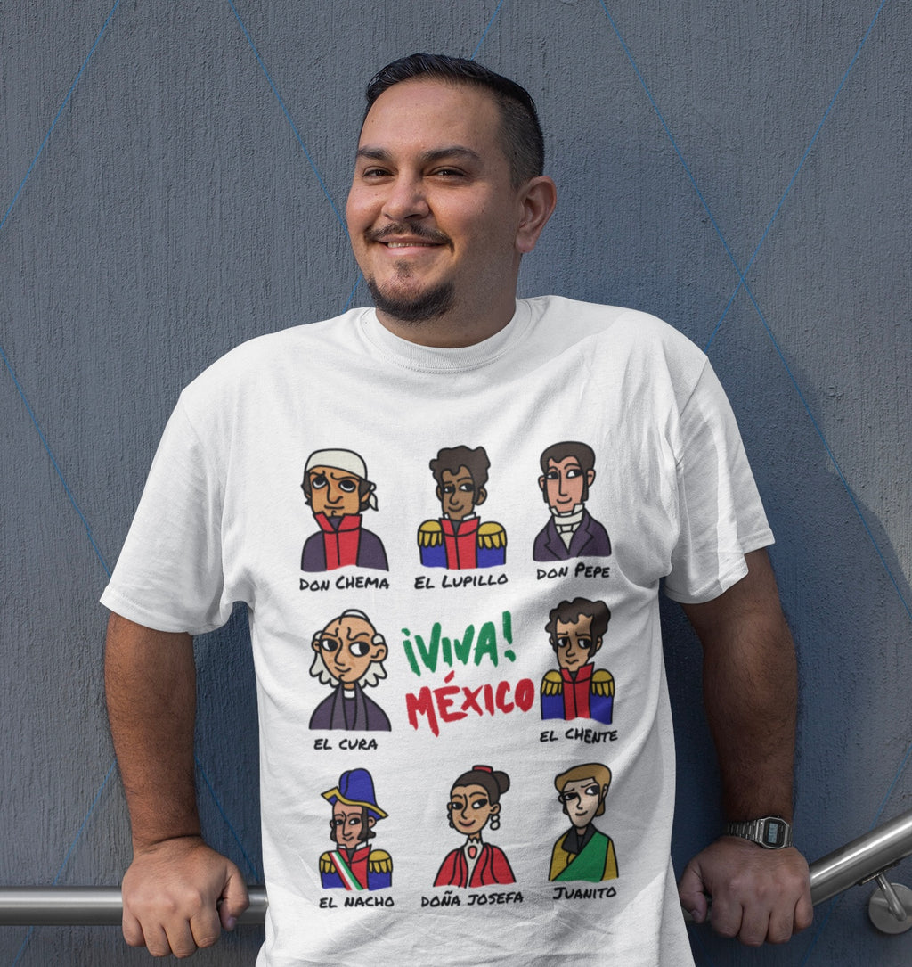 Adulto Playera de los Heroes de Mexico Caricatura