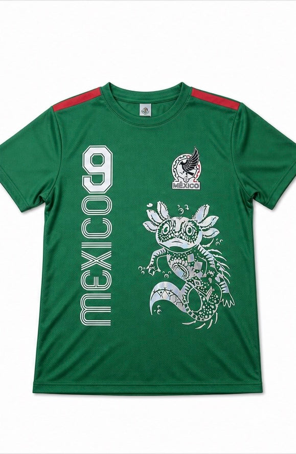Adulto Playera de Mexico con AXOLOTL Metalico PERSONALIZADA