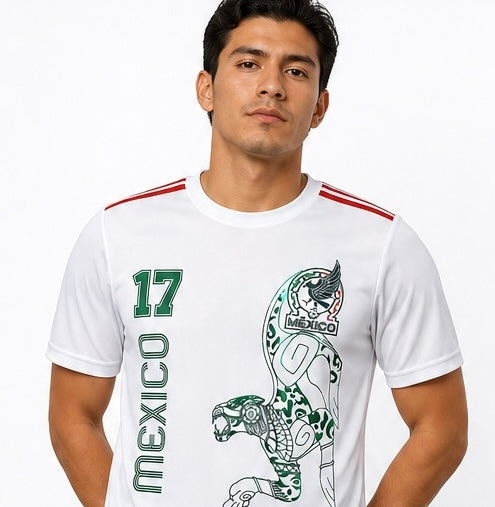 Adulto Playera de Mexico con JAGUAR Metalico PERSONALIZADA