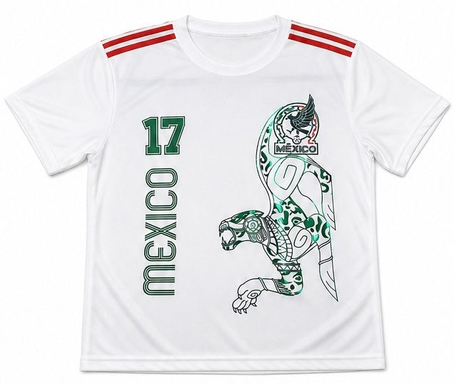 Adulto Playera de Mexico con JAGUAR Metalico PERSONALIZADA