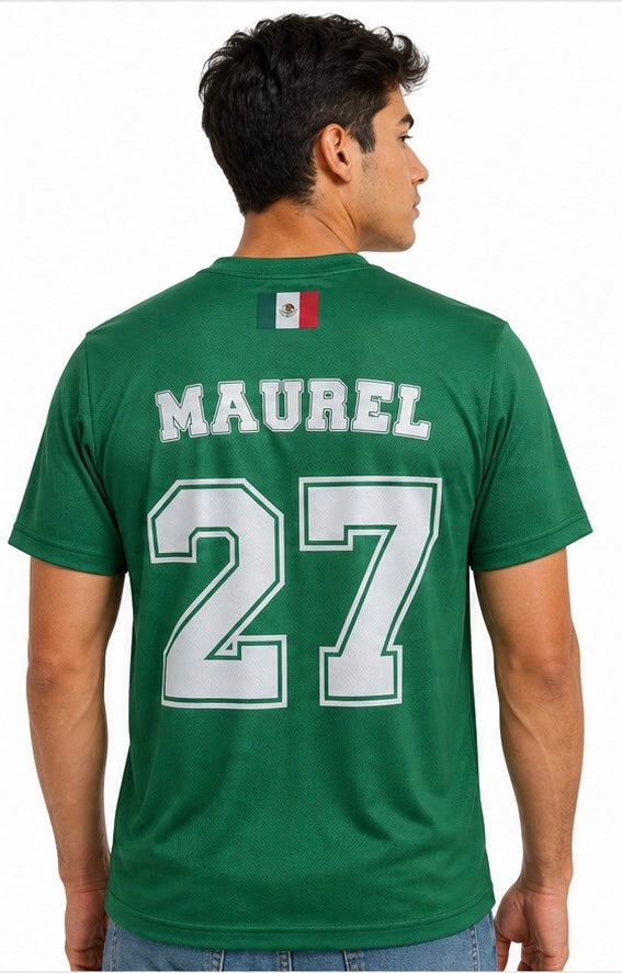 Adulto Playera de Mexico con AXOLOTL Metalico PERSONALIZADA
