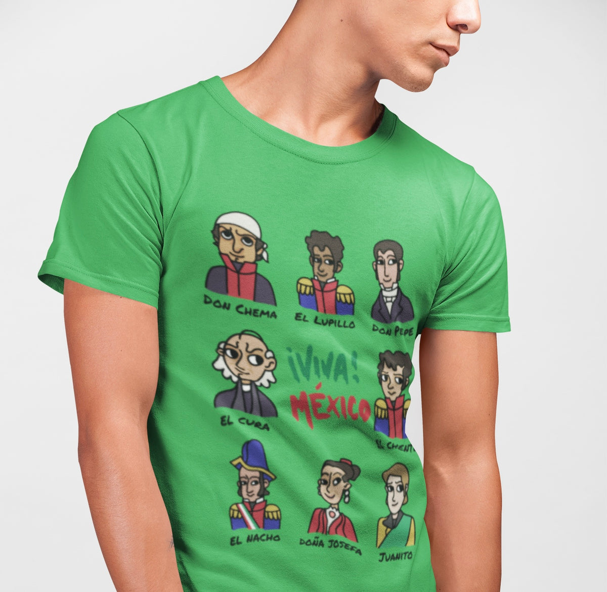Adulto Playera de los Heroes de Mexico Caricatura