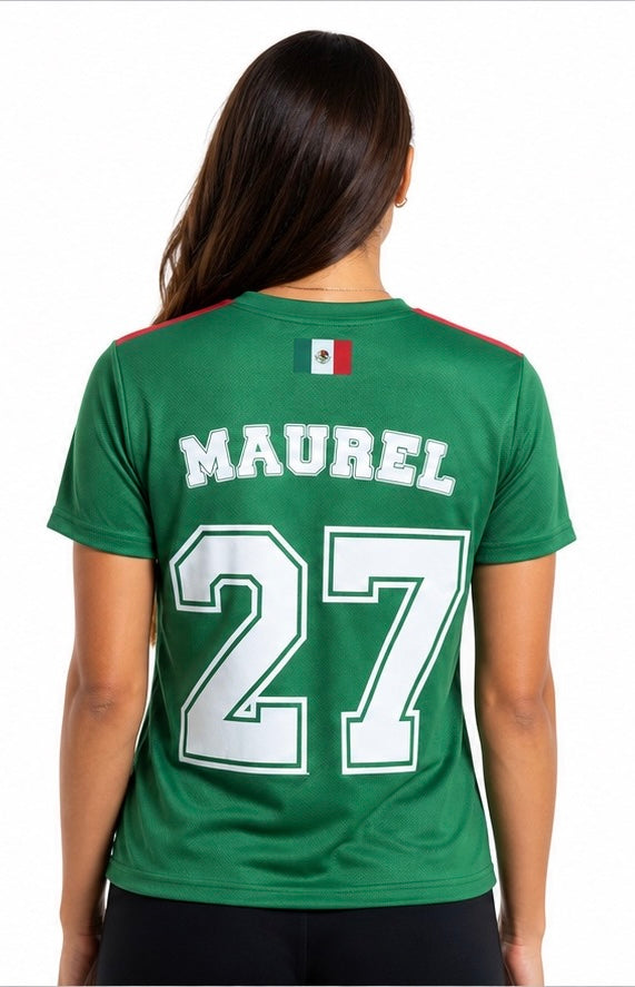 Adulto Playera de Mexico con JAGUAR Metalico PERSONALIZADA