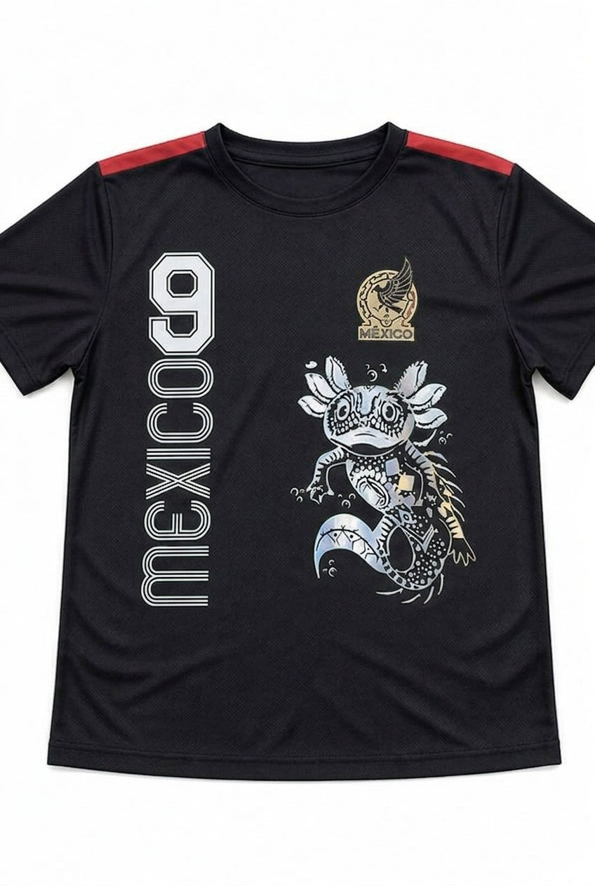 Adulto Playera de Mexico con AXOLOTL Metalico PERSONALIZADA