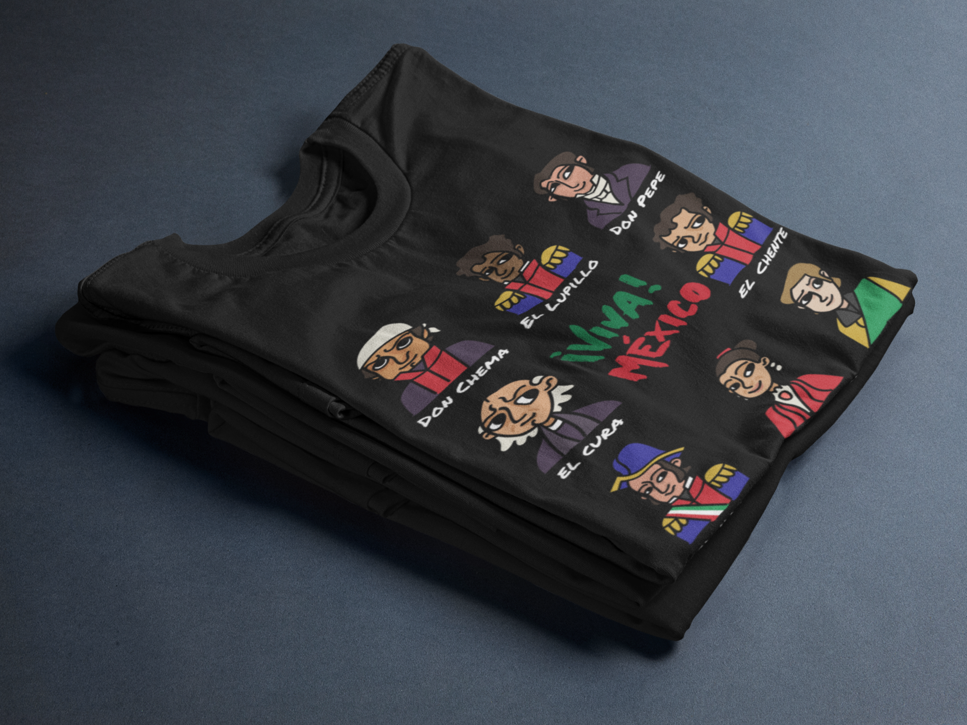 Adulto Playera de los Heroes de Mexico Caricatura