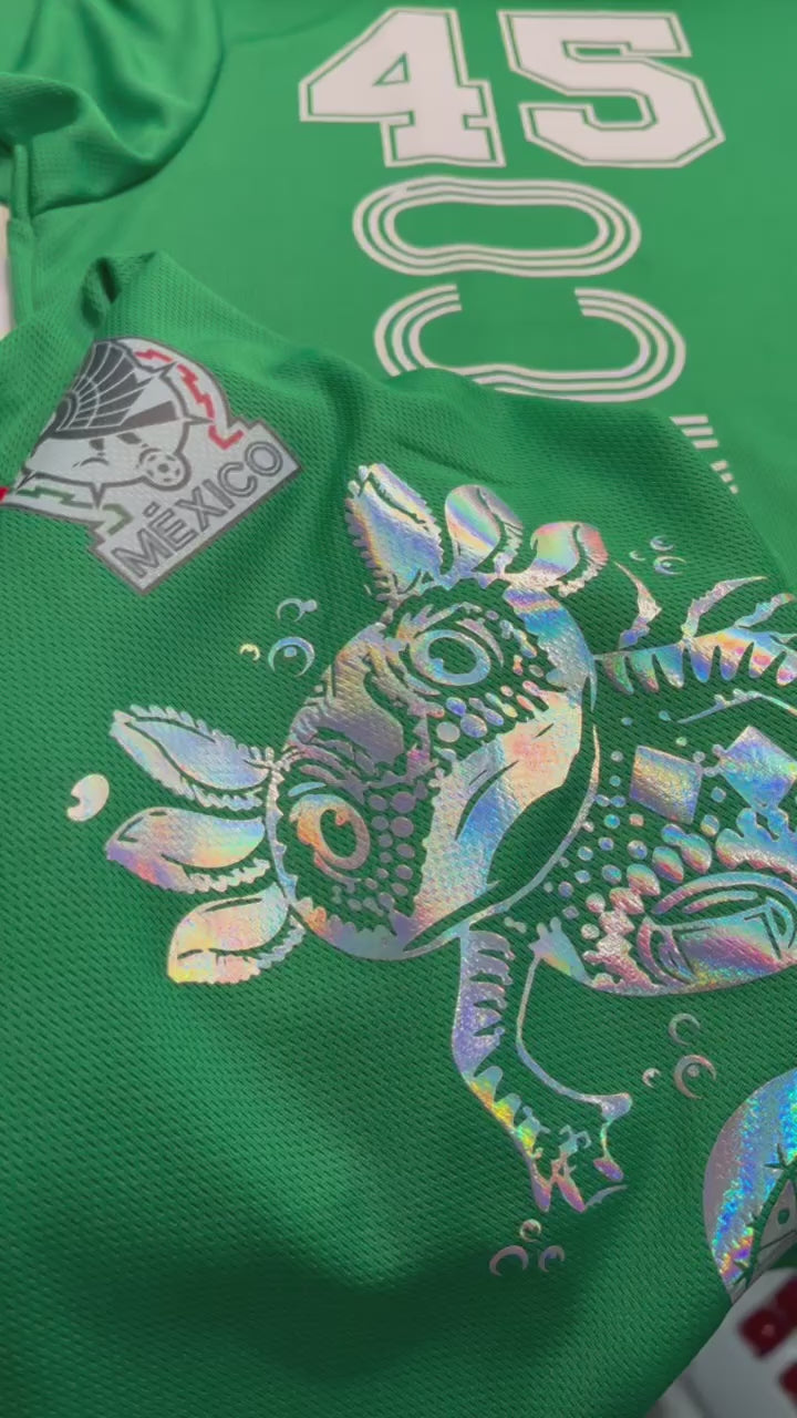 Adulto Playera de Mexico con AXOLOTL Metalico PERSONALIZADA