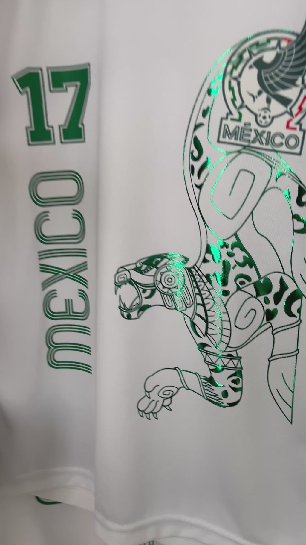 Adulto Playera de Mexico con JAGUAR Metalico PERSONALIZADA