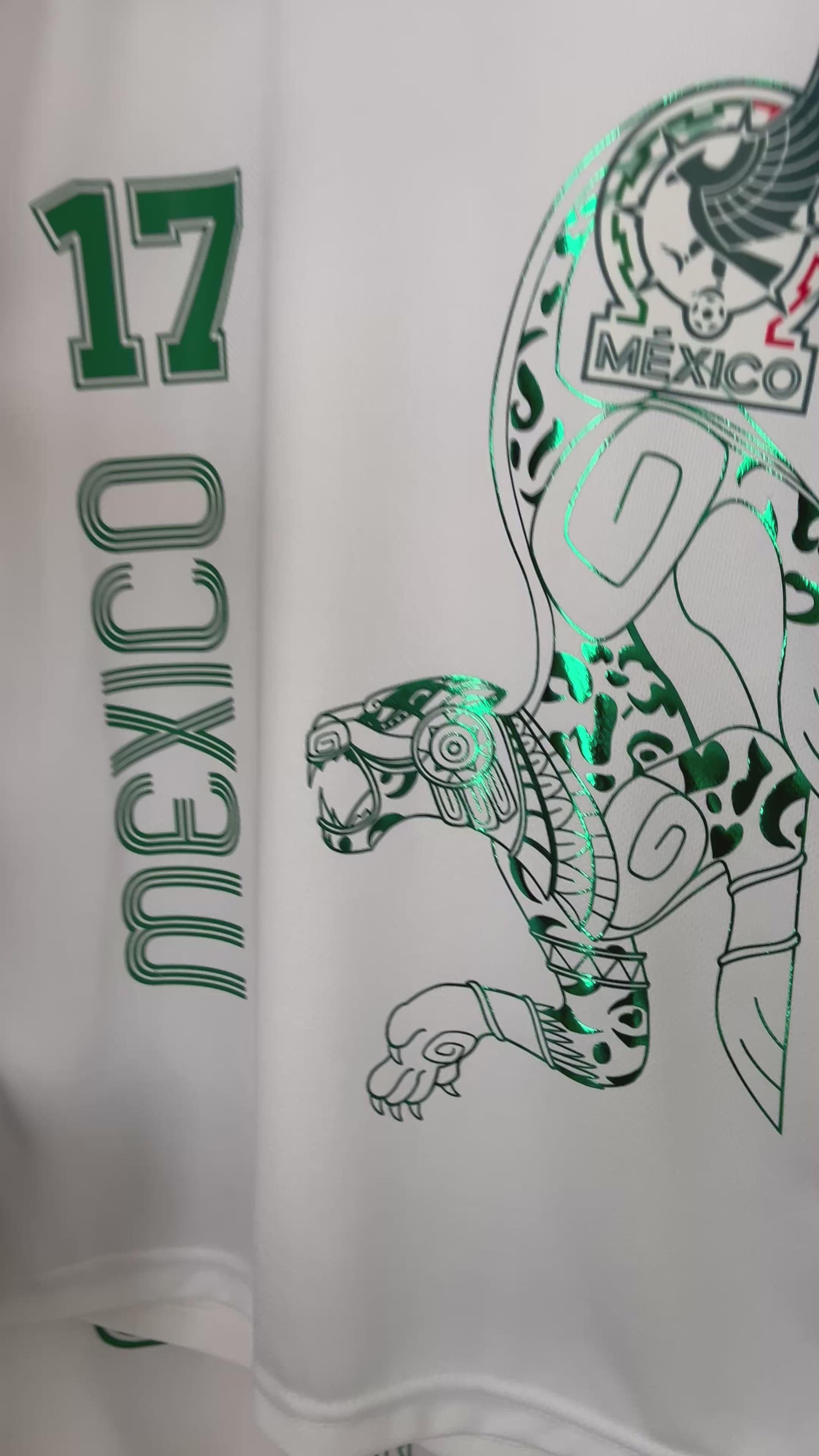 Adulto Playera de Mexico con JAGUAR Metalico PERSONALIZADA